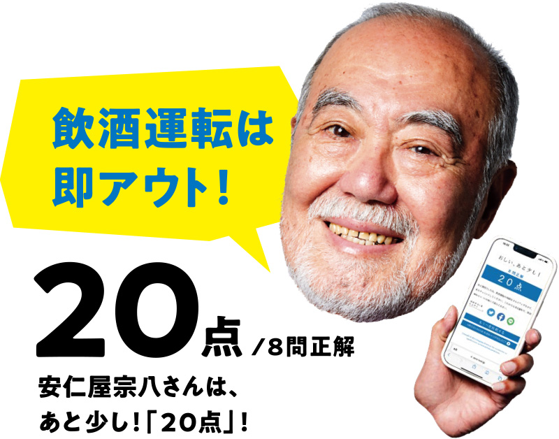 20点/8問正解 安仁屋宗八さんは、あと少し!「20点」!